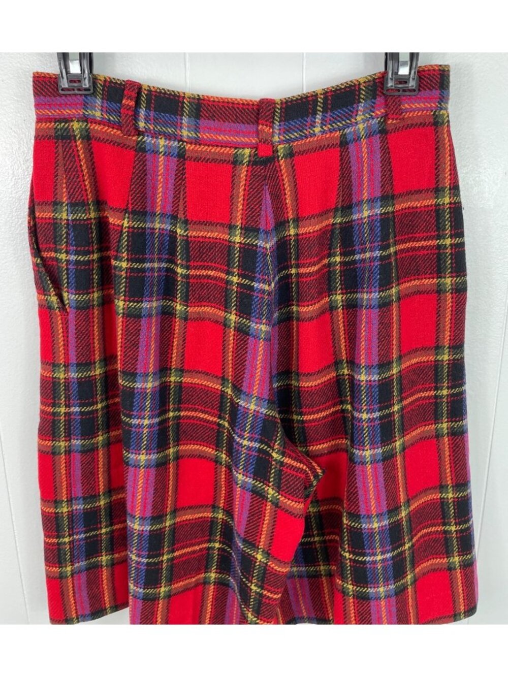 Susan Bristol Red Plaid Wool Blend Pleated Shorts Womens Size 6 Vintage - Picture 5 of 8